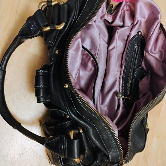 Juicy Couture BLACK LEATHER satchel Logo legacy Bag purse  ICONIC - Picture 3 of 13